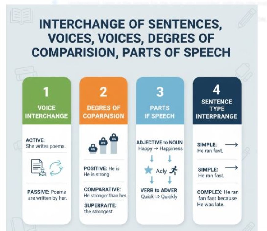 INTERCHANGE OF SENTENCES, VOICES, DEGREES OF COMPARISON, PARTS OF SPEECH